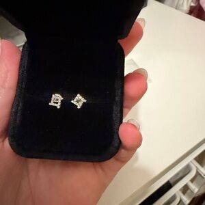 14K white gold and diamond earrings